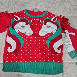 Girls Sz M 7/8 Unicorn Christmas Seater